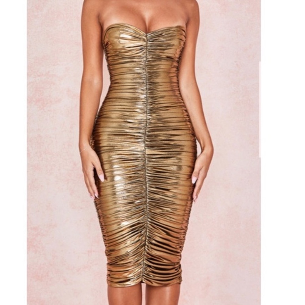 House of CB gold lamé dress